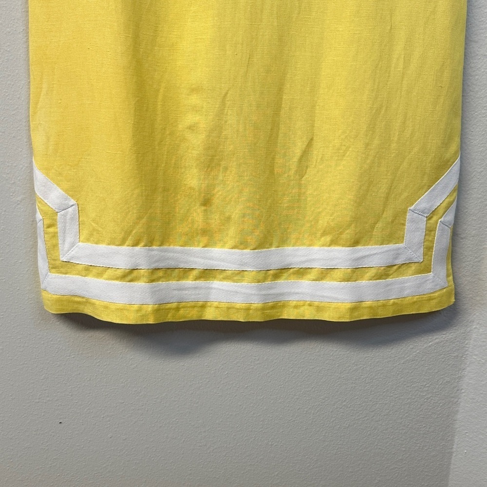 NWT Eliza J Vibrant Yellow Linen Blend Mandarin Collar Sheath Dress 6 - Picture 5 of 8